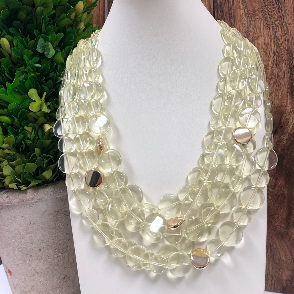 Gorgeous Lemon Yellow Layered Chunky Statement Necklace